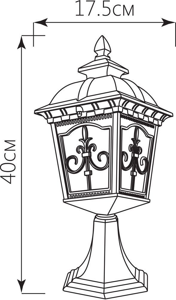 Светильник садово-парковый Feron PL4094 четырехгранный на постамент 60W E27 230V, черное золото