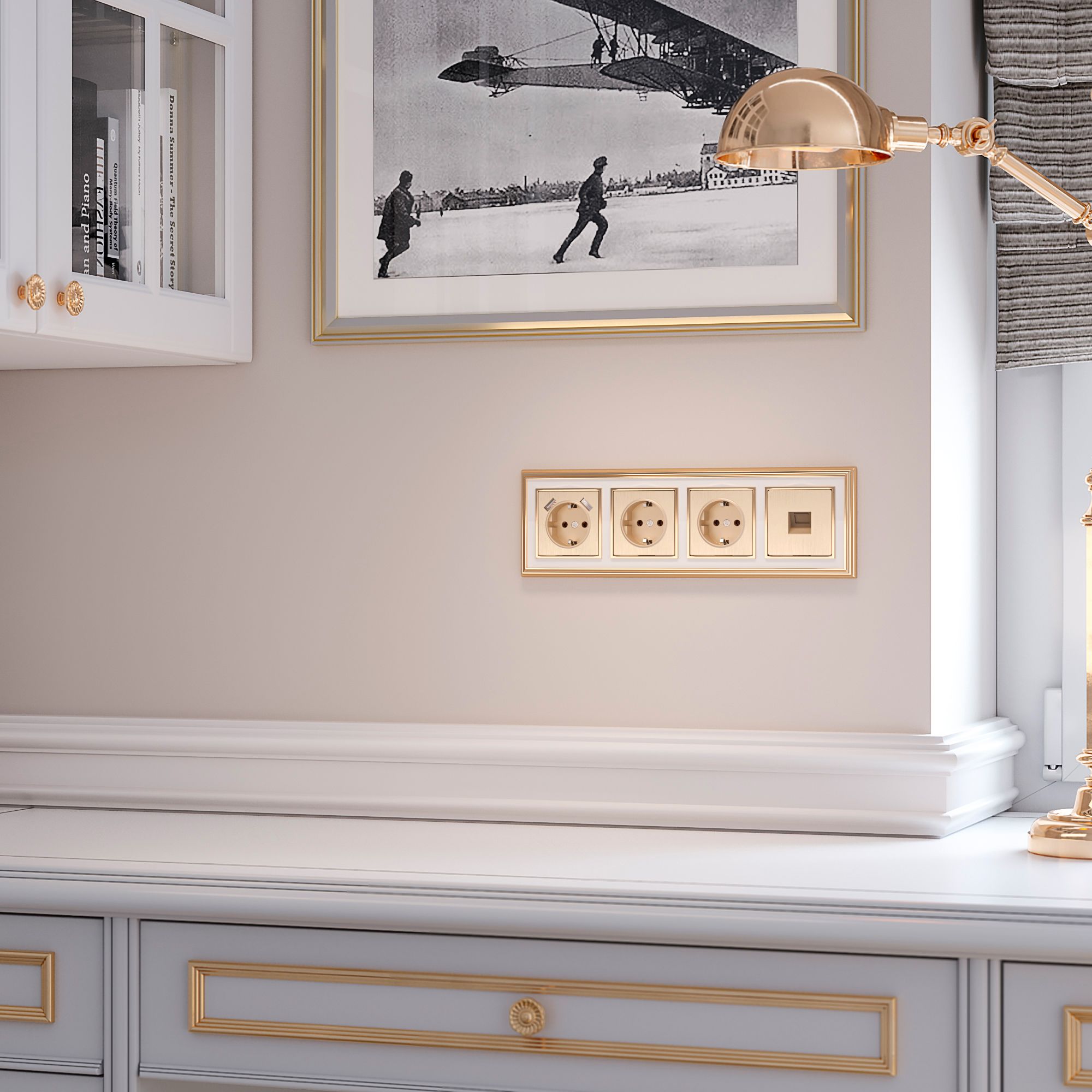 Рамка WERKEL Palacio на 4 поста (золото/белый) WL17-Frame-04 / W0041329 / a037680