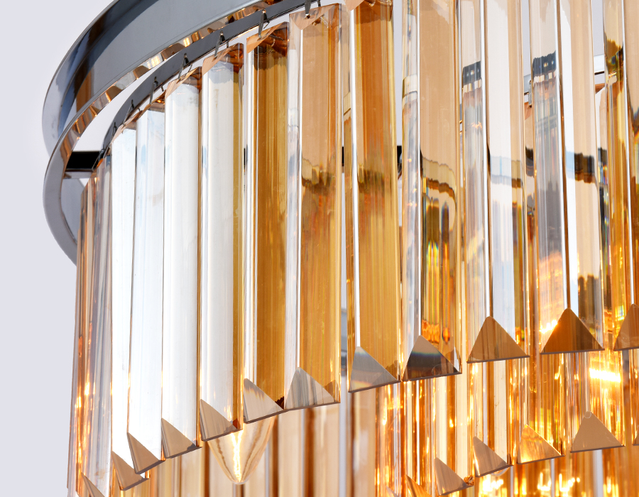 Подвесная люстра Ambrella с хрусталем TR5097 хром/янтарь E14/8 max 40W D600*760