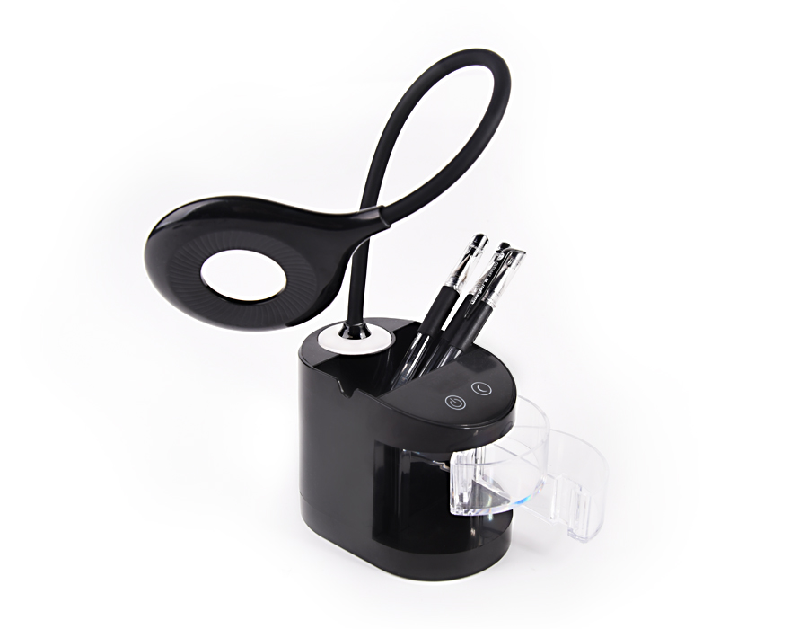 Настольная светодиодная лампа со встроенной аккумулятороной батареей и органайзером Ambrella DE562 BK черный LED 4200K 4W