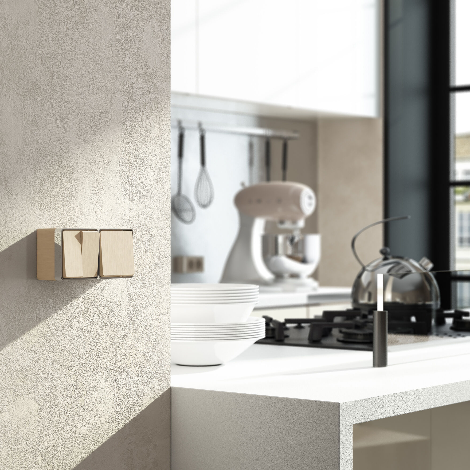 Выключатель одноклавишный влагозащищенный Werkel Gallant (шампань рифленый) WL15-01-02 / W5010210 / a041413