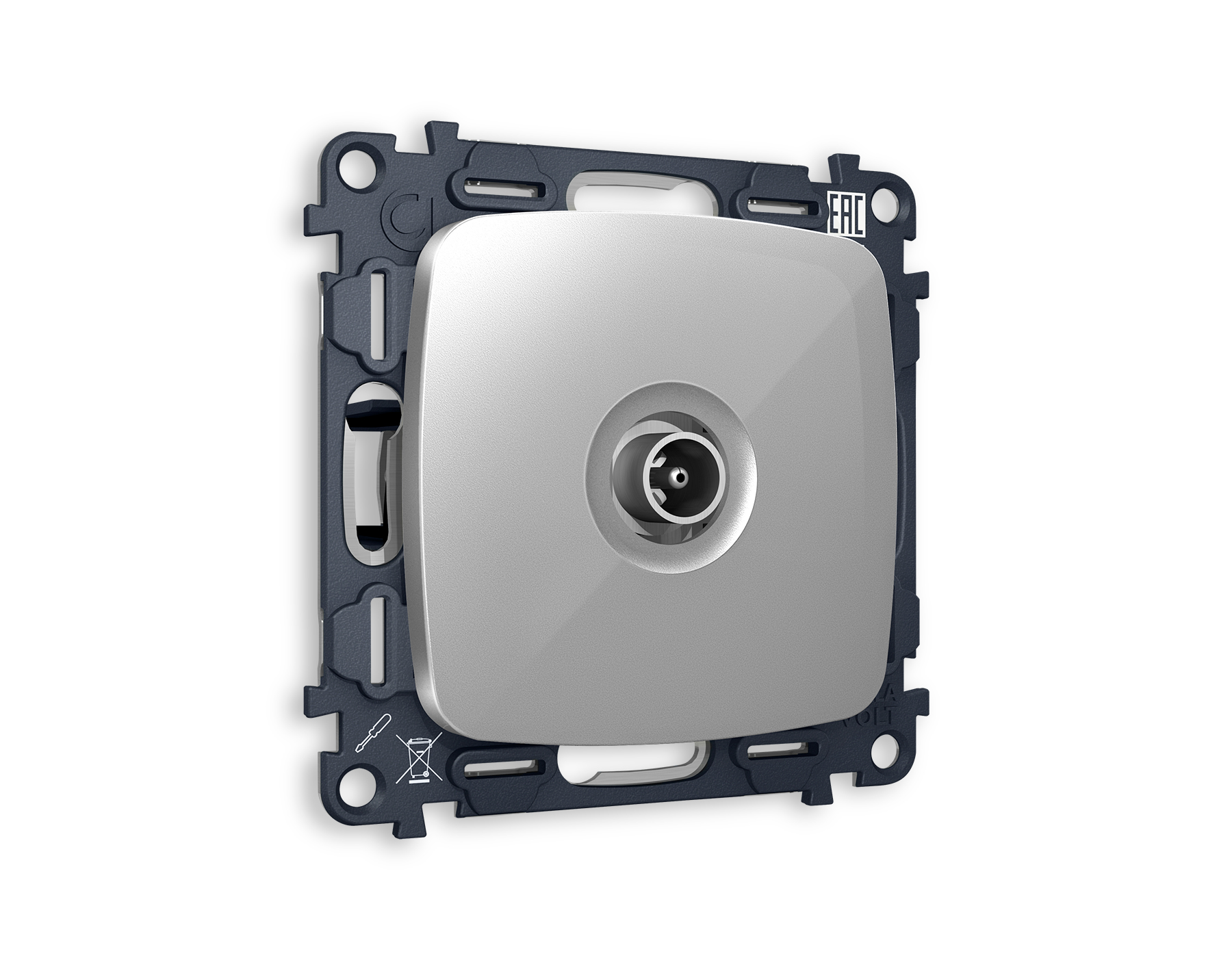 MO413010 Комплект механизма TV розетки оконечной OMEGA Серебро глянец 50-870 MHz 1dB QUANT (OP4130, VM202)