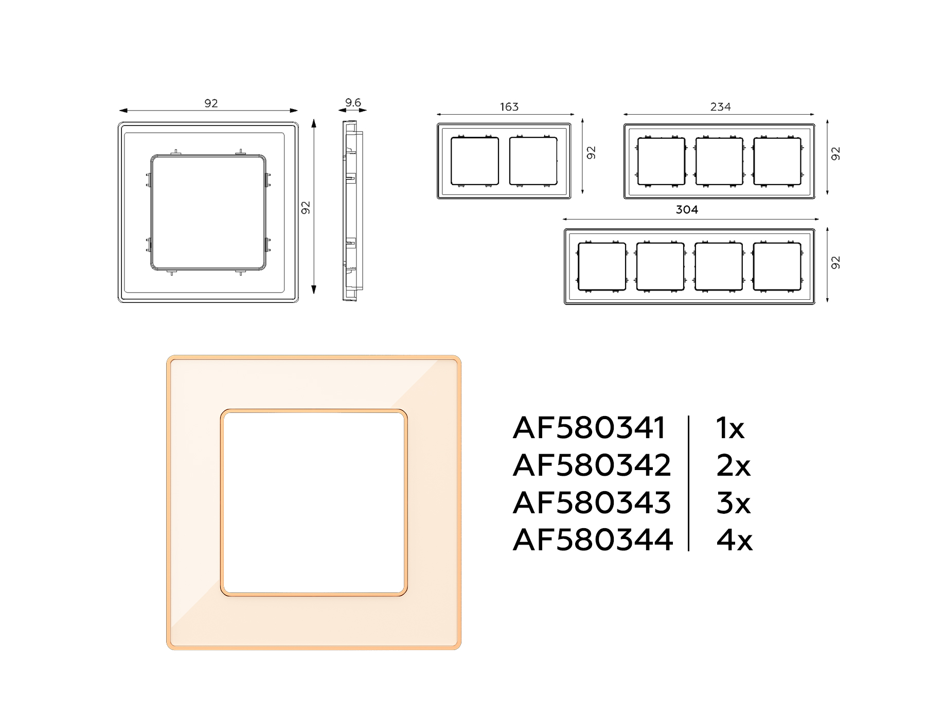 AF580342 Рамка ALFA Arctic (Бежевый Стекло органическое/Шампань) 2-ая