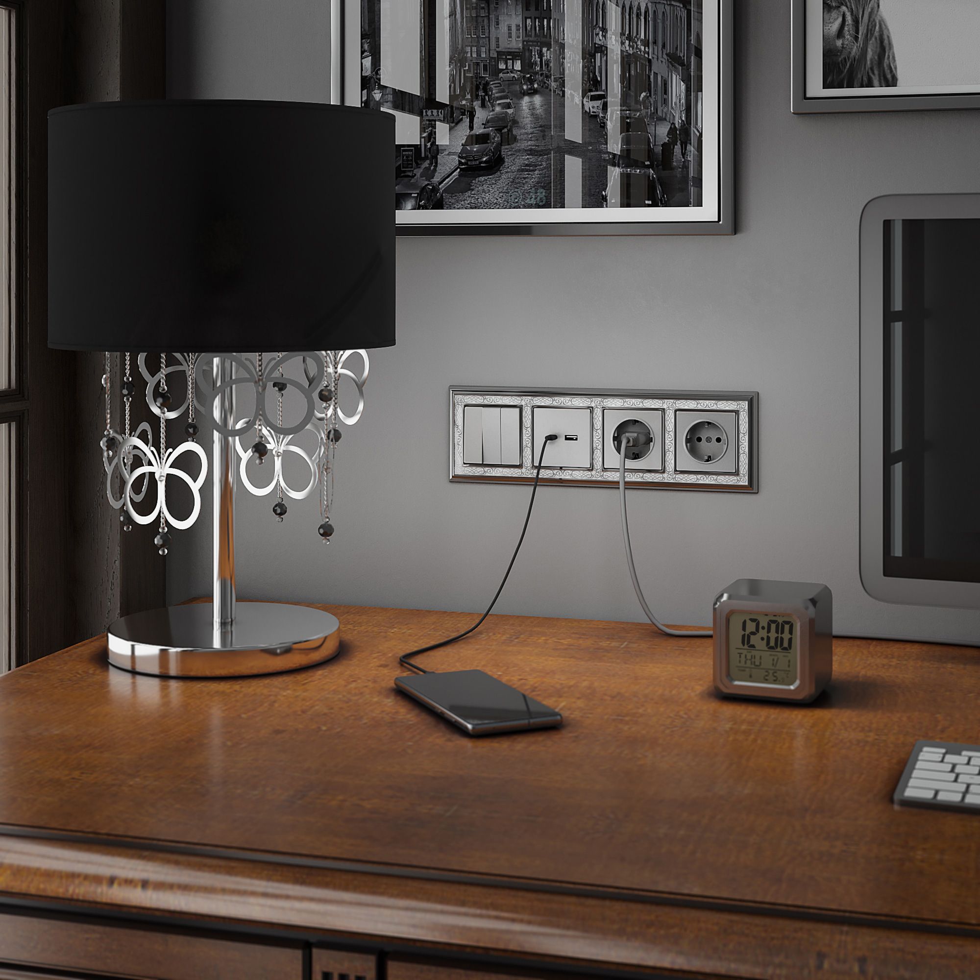 Выключатель трехклавишный WERKEL (серебряный) WL06-SW-3G / W1130006 / a033751