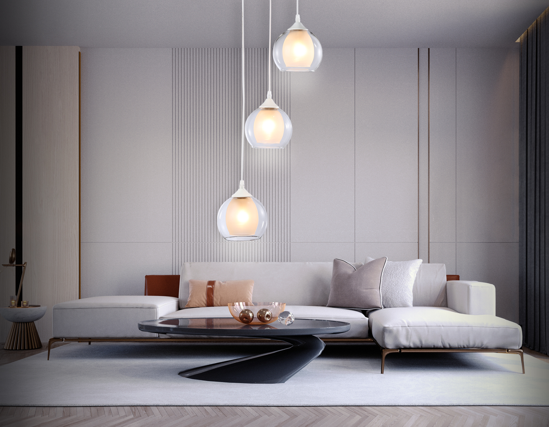 Подвесной светильник TR3540/3 WH/CL/FR белый/прозрачный/белый матовый E27*3 max 40W D281*800