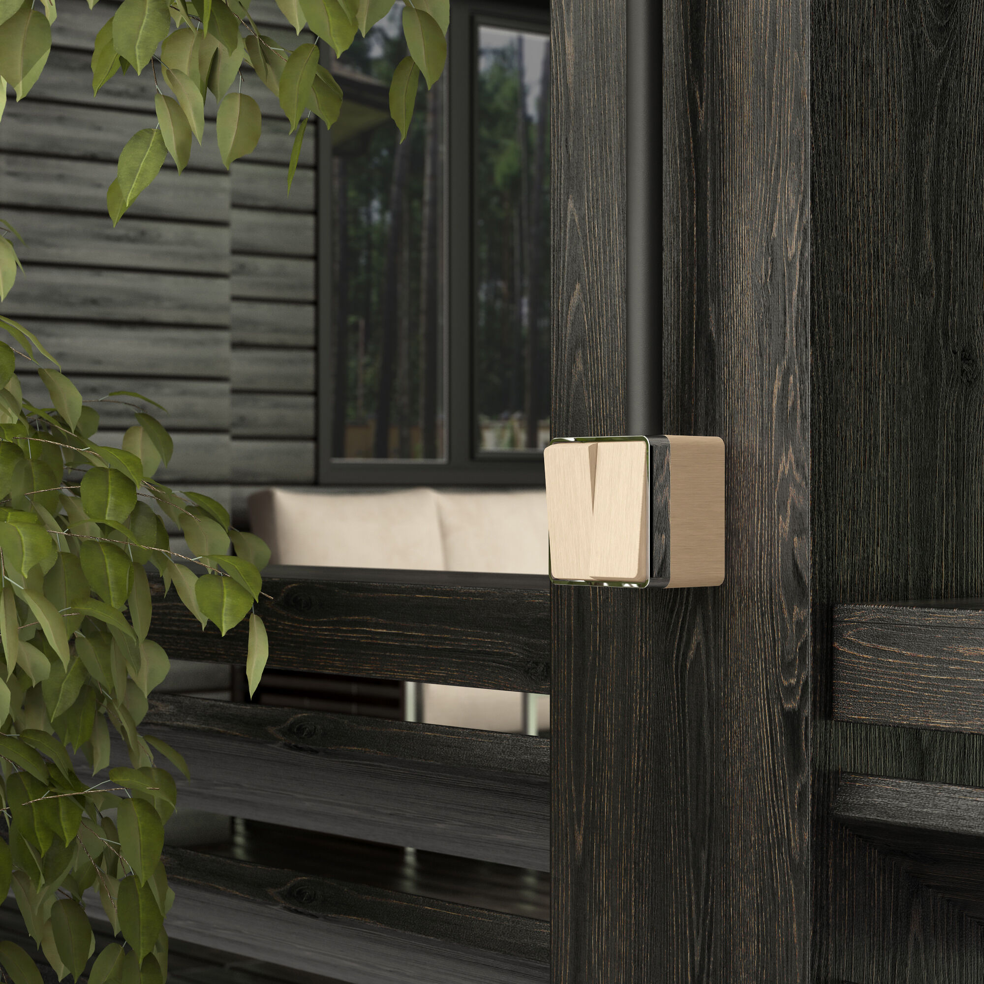 Выключатель двухклавишный влагозащищенный Werkel Gallant (шампань рифленый) WL15-03-02