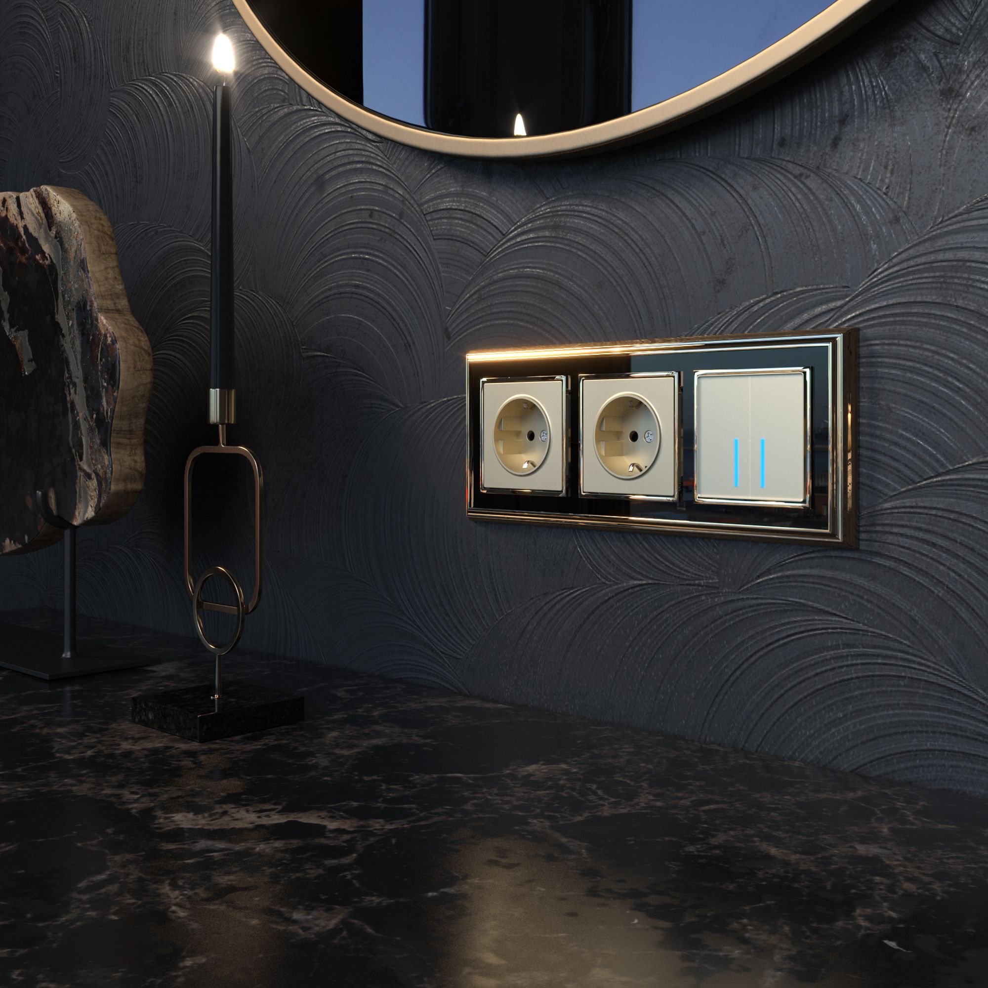 Рамка на 3 поста Werkel Palacio (золото/черный) WL17-Frame-03