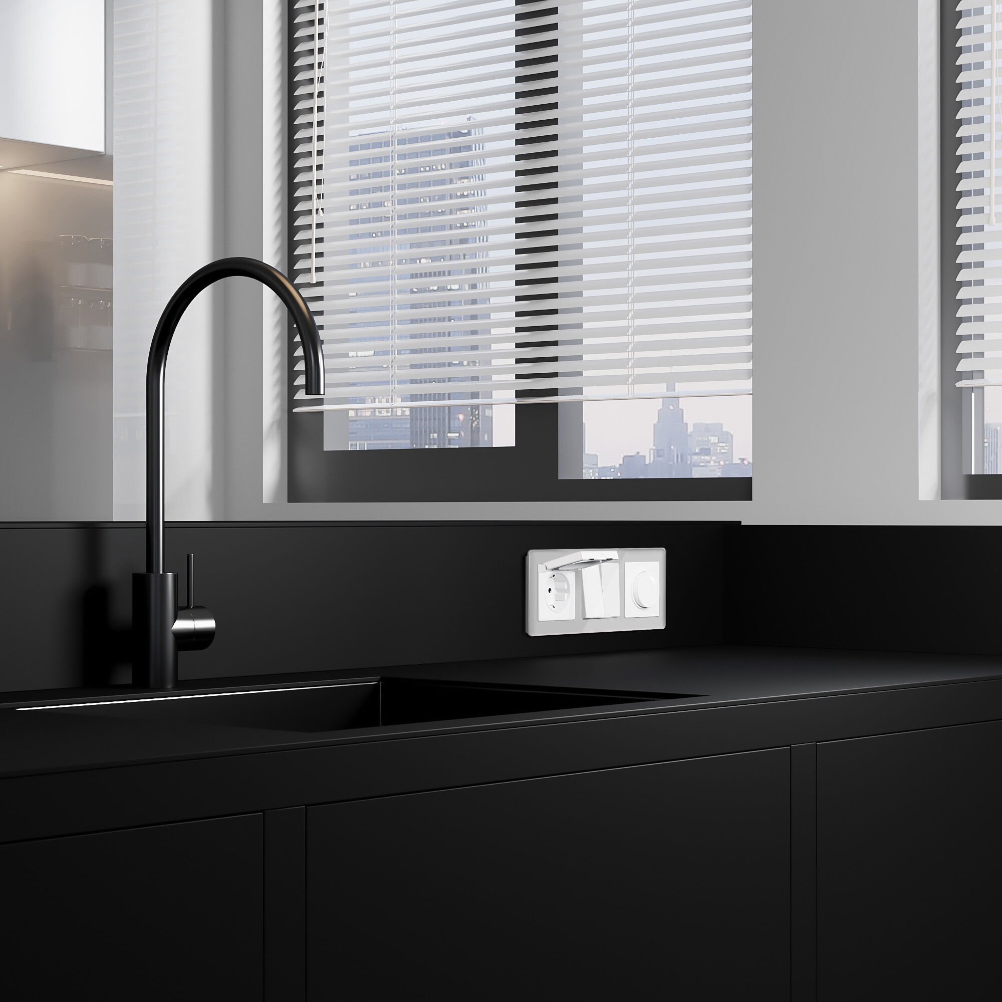 W1171201/ Розетка влагозащ. с зазем. с защит. крышкой и шторками N (белый) W1171201