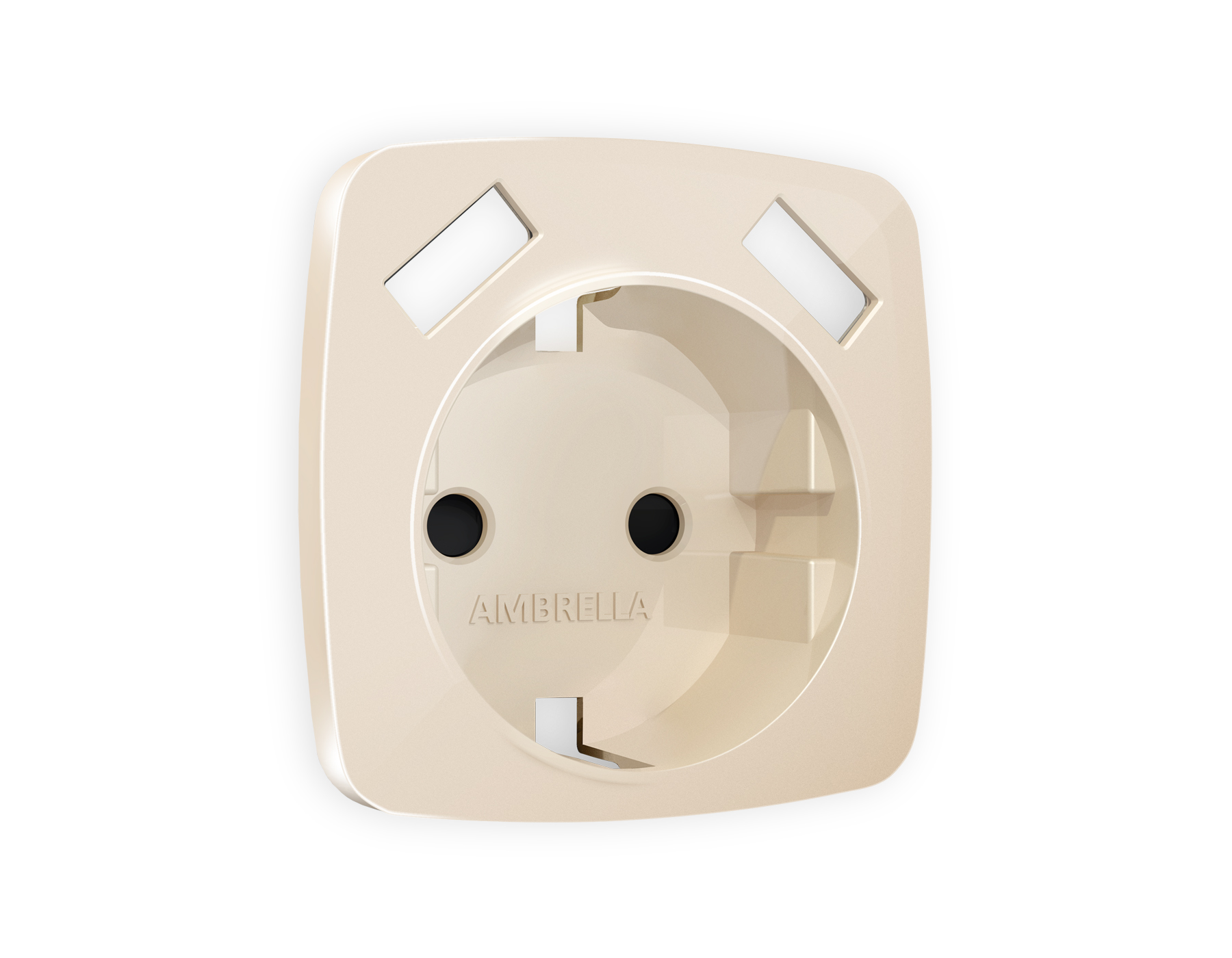 OP3090 Лицевая панель OMEGA (Бежевый глянец) для электрической розетки с/з со шторками 2USB A+A QUANT