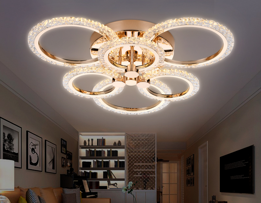 Потолочный светодиодный светильник с пультом Ambrella FA418/3+3 GD золото 90W 580*540*120 (ПДУ РАДИО 2.4G)