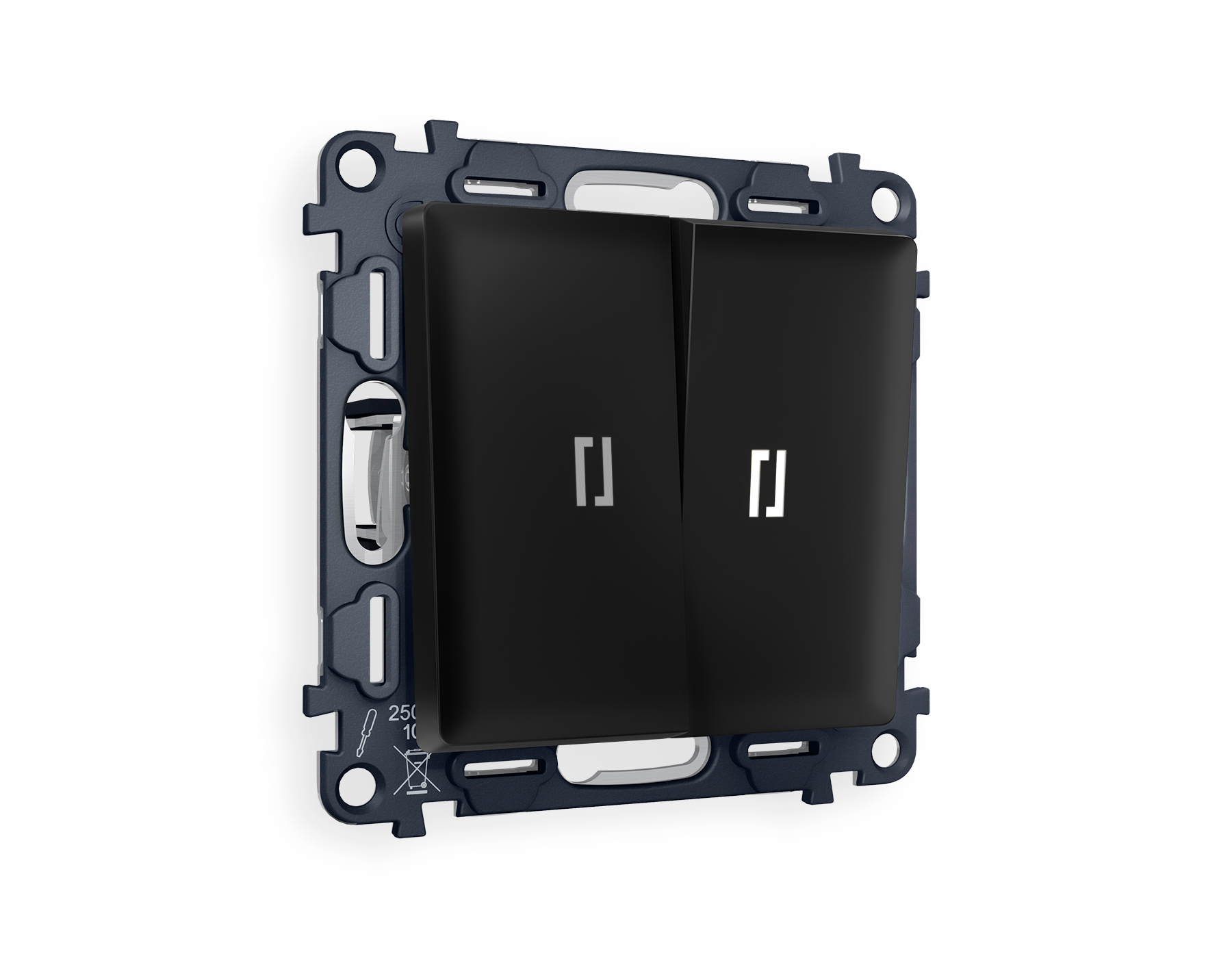 MA804035 Комплект механизма 2-кл проходного выключателя с подсветкой 5600K ALFA Черный матовый QUANT (AP8040, VM120, G25W)