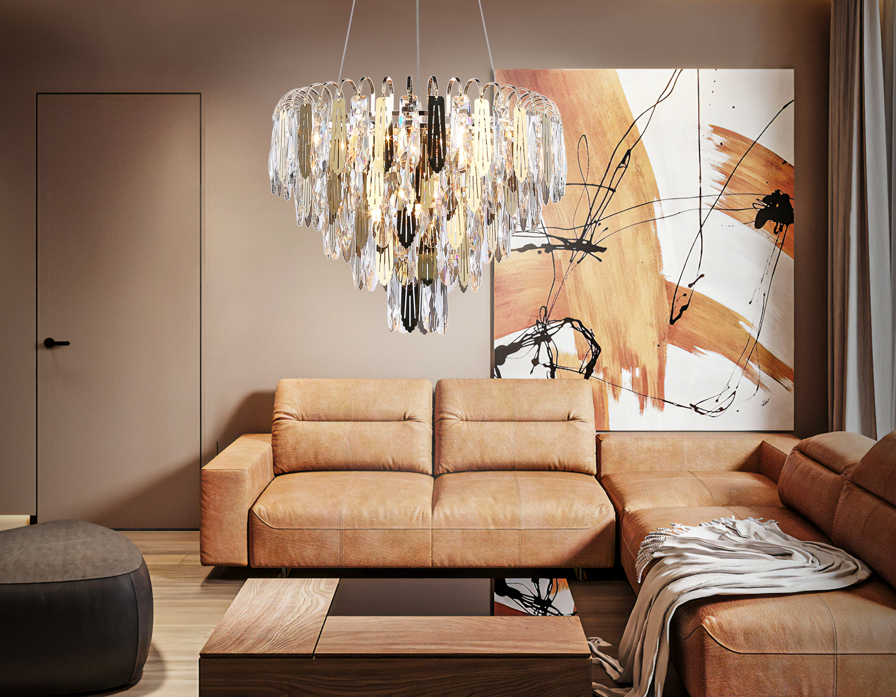 Подвесная люстра TR5256/8 SGD/CL золото/прозрачный E27*8 max 40W D500*350