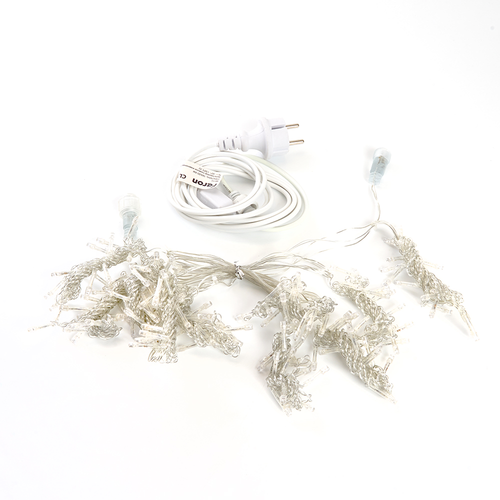 Светодиодная гирлянда Feron CL18 занавес 1,5*1,5м  + 3м 230V мультиколор плавная смена цветов,  c питанием от сети, прозрачный шнур Светодиодная гирлянда Feron CL18 занавес 1,5*1,5м  + 3м 230V мультиколор плавная смена цветов,  c питанием от сети, прозрачный шнур