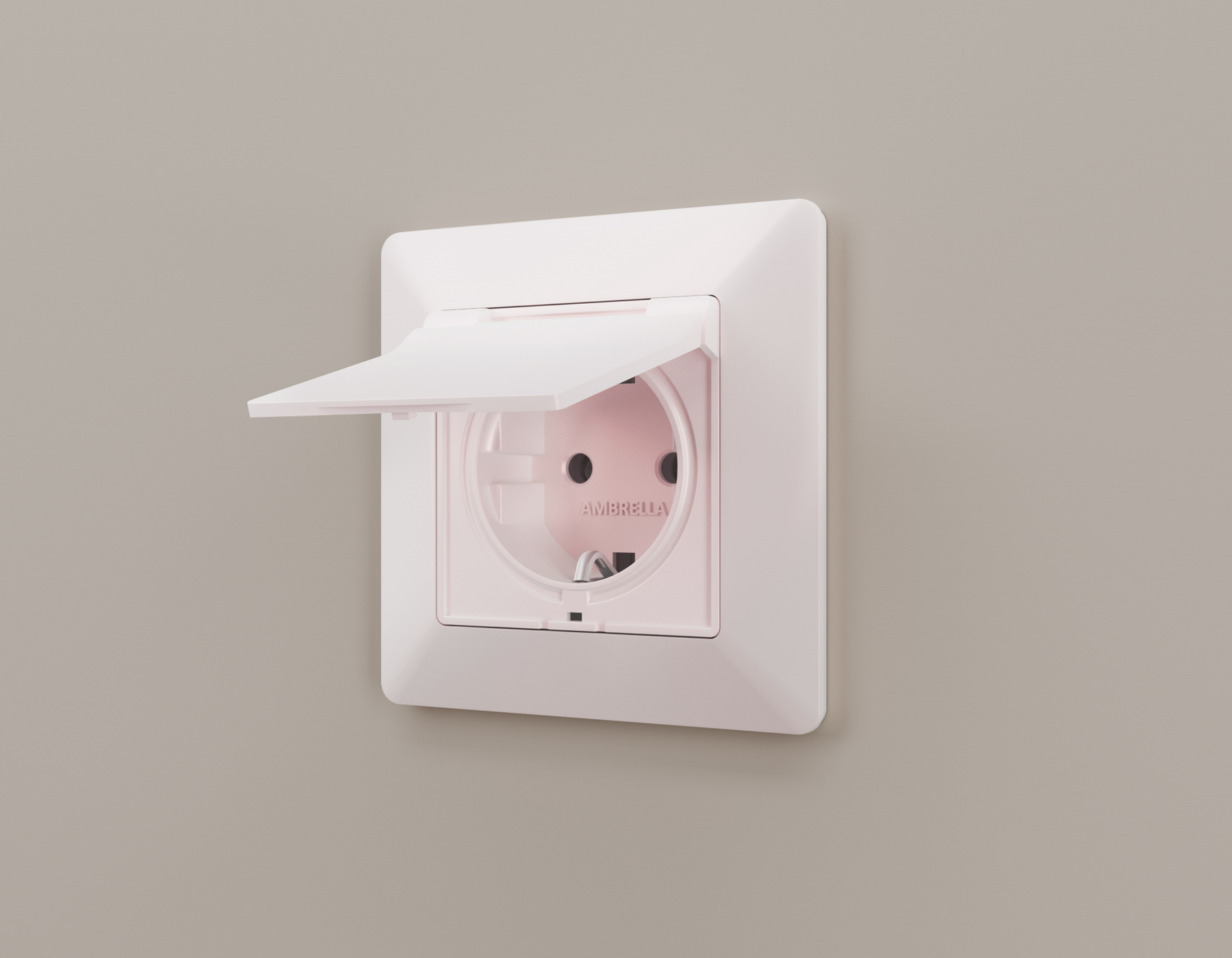 AP2080 Лицевая панель ALFA (Жемчуг) для электрической розетки с/з со шторками и крышкой IP44 QUANT