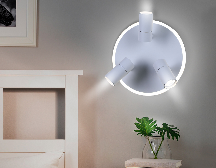 Поворотный настенно-потолочный светодиодный светильник Ambrella FW261/3 SWH белый песок LED 4200K 16W+3W*3 D280*120