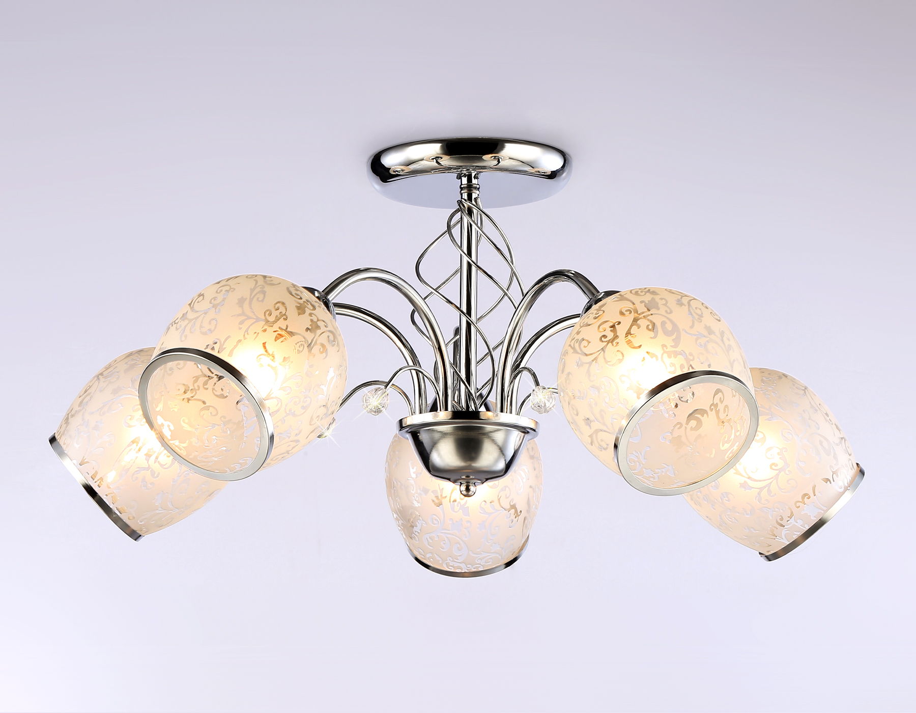 Подвесная люстра TR3188/5 CH/CL/FR хром/прозрачный/белый матовый E27/5 max 40W D600*285