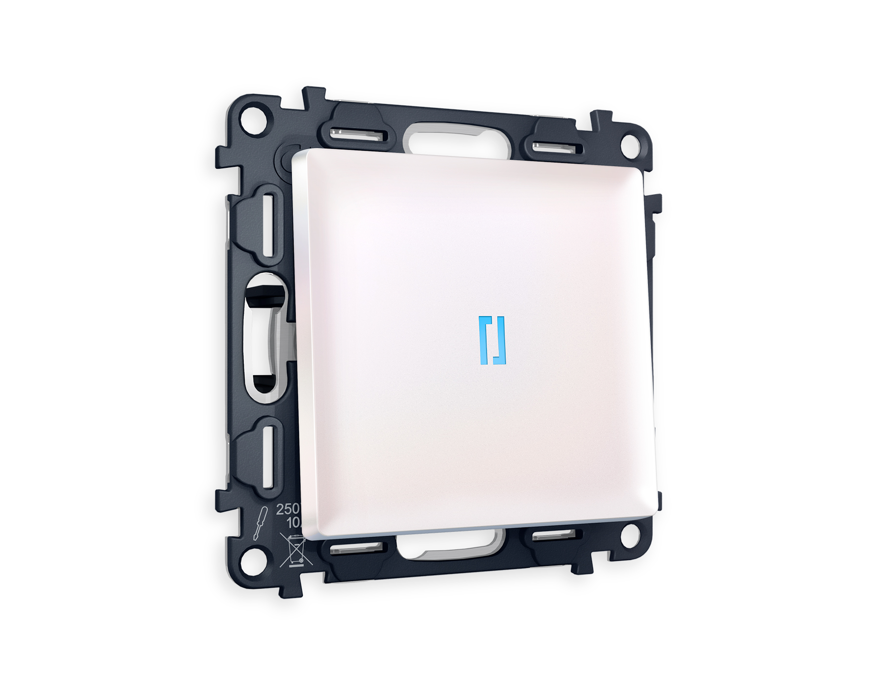 MA202020 Комплект механизма 1-кл выключателя с подсветкой 10000K ALFA Жемчуг QUANT (AP2020, VM101, G17B)