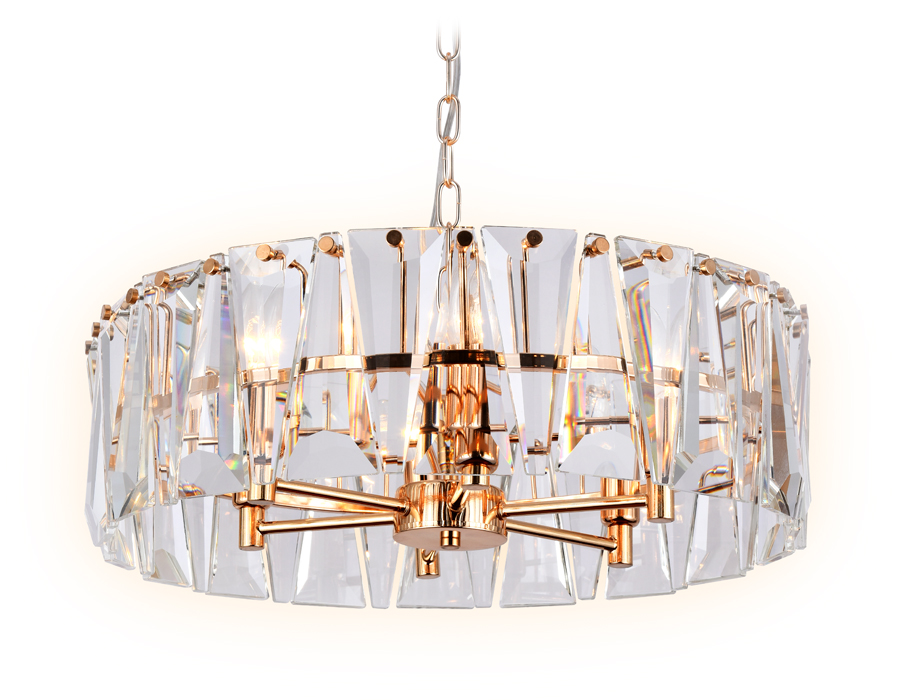 Подвесная люстра с хрусталем Ambrella TR5172  золото/прозрачный E14/6 max 40W D520*515