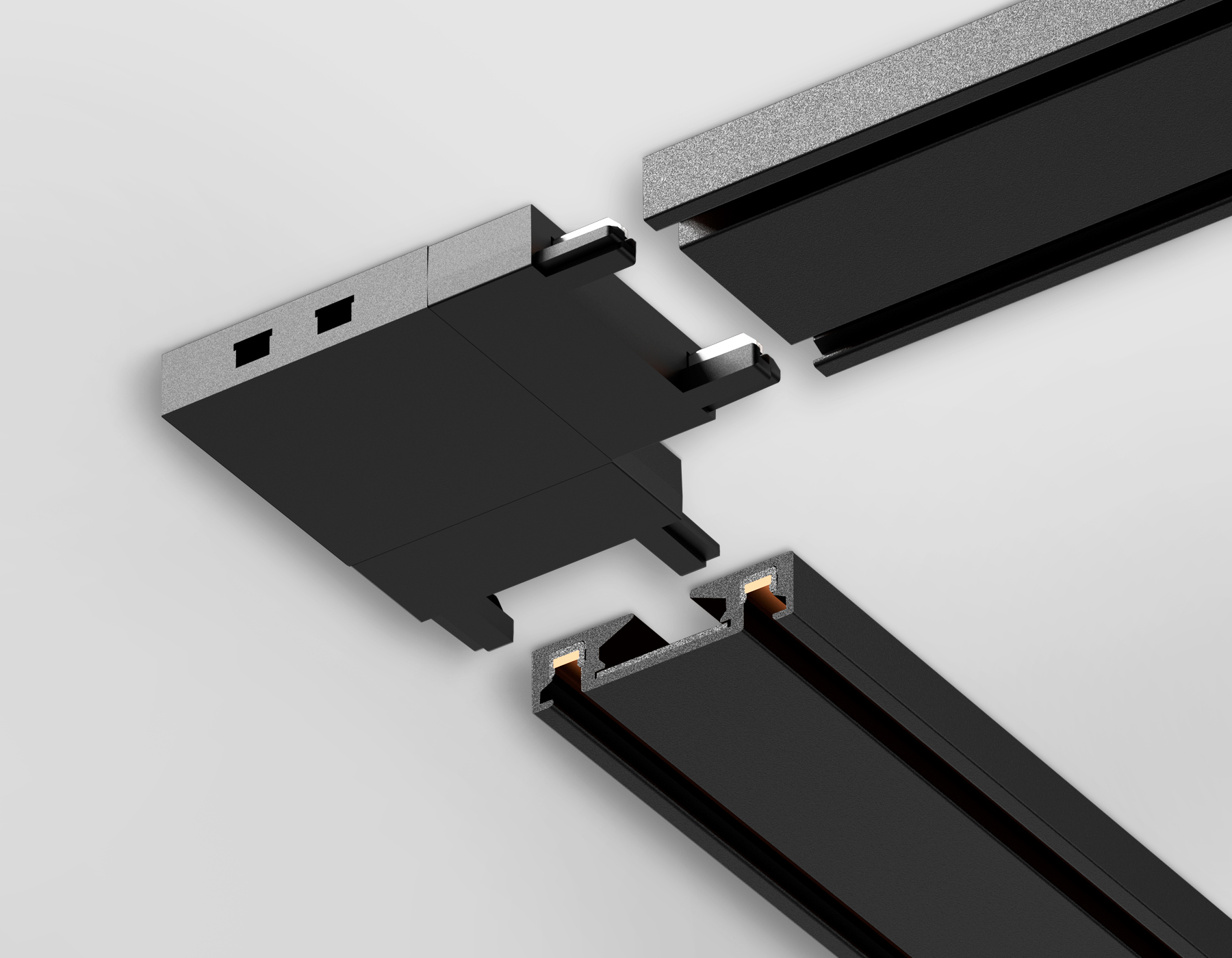 Коннектор угловой для шинопровода Magnetic Ultra Slim Ambrella GV1116 BK черный 36*36*6