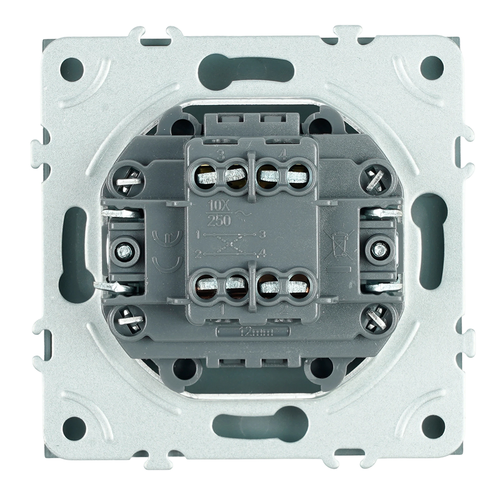 Переключатель перекрестный 1-клавишный (механизм), STEKKER, 250В, 10А, серия Эмили, RSW10-5110-09, антрацит, soft touch