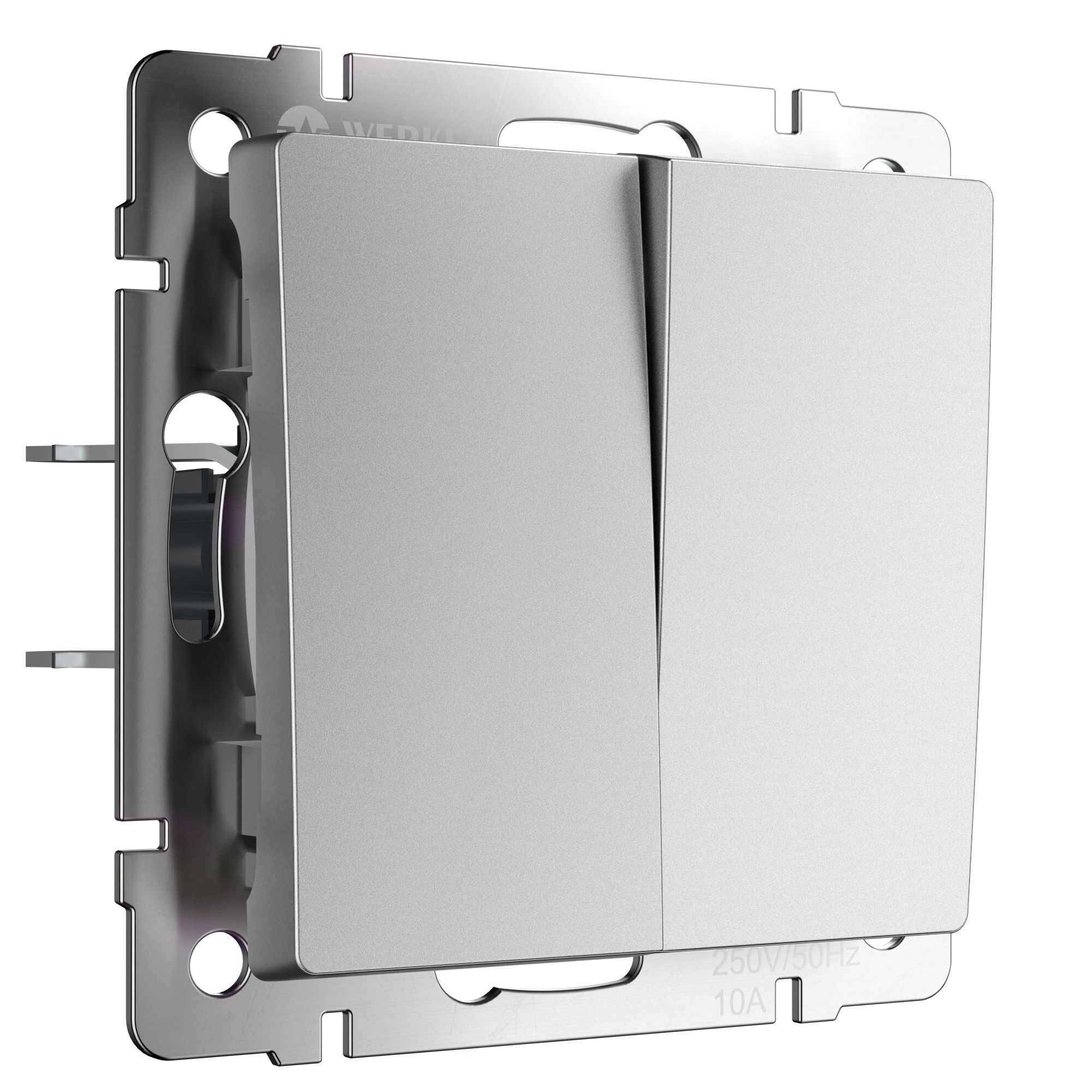 Выключатель двухклавишный Werkel (серебряный матовый) W1120065