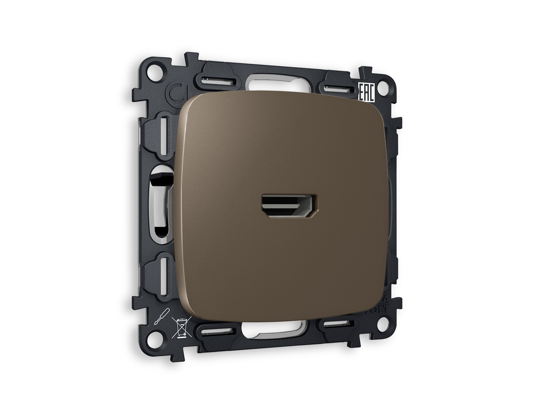 MO644010 Комплект механизма розетки HDMI 2.0 OMEGA Темная бронза матовый 40V/500mA 2.0GHz 5-18Gbit/s QUANT (OP6440, VM222)