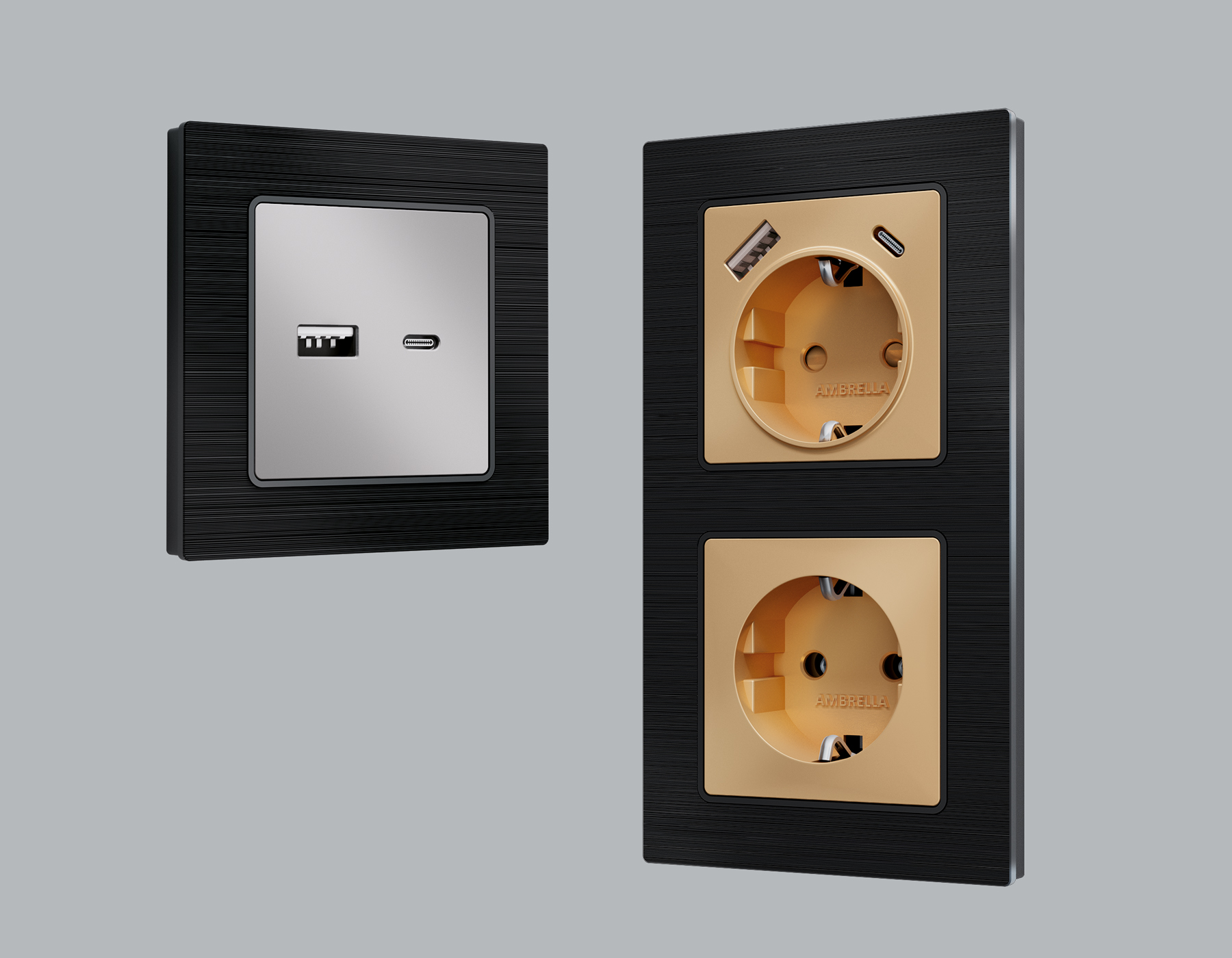 AF550504 Рамка ALFA Platos (Черный Металл шлифованный) 4-ая