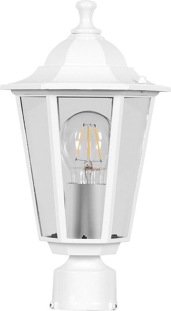Светильник садово-парковый Feron 6103/PL6103 шестигранный на столб 60W E27 230V, белый Светильник садово-парковый Feron 6103/PL6103 шестигранный на столб 60W E27 230V, белый