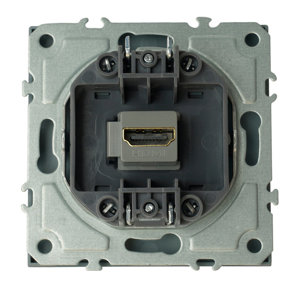 Розетка HDMI 2.0 Type A (механизм), серия Эмили, STEKKER, RST00-5118-10, платиново-серый, soft touch