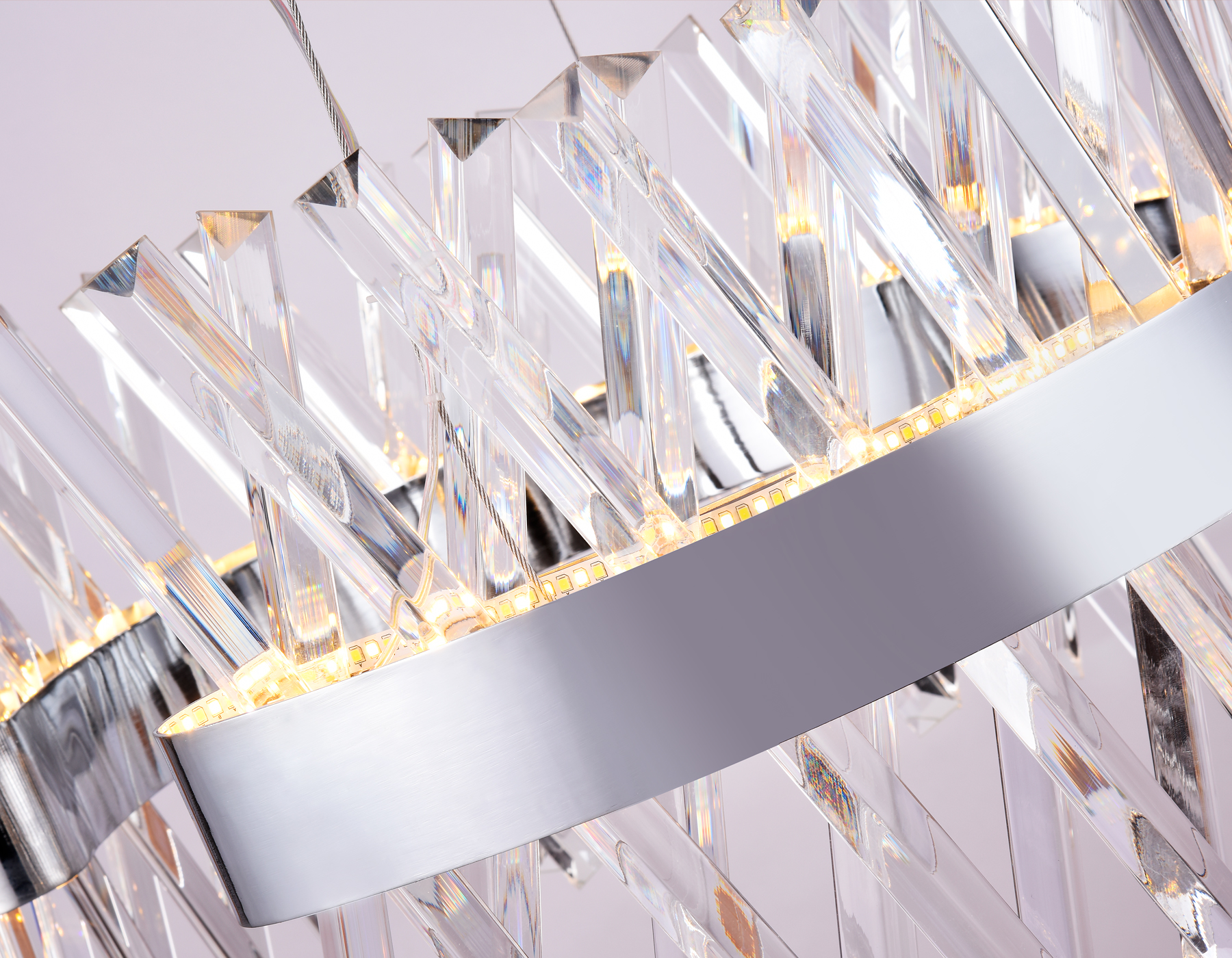 Хрустальный подвесной светодиодный светильник Ambrella TR5308 CH/CL хром/прозрачный 100W D500*750 (Без ПДУ)