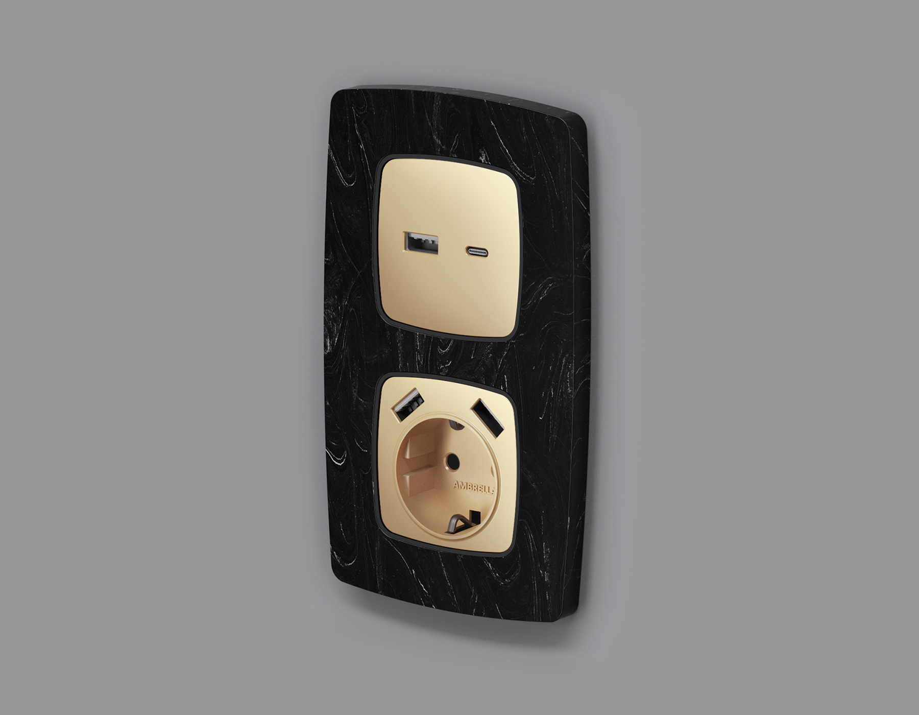 OP6110 Лицевая панель OMEGA (Шампань) для розетки 2USB тип A+C QUANT