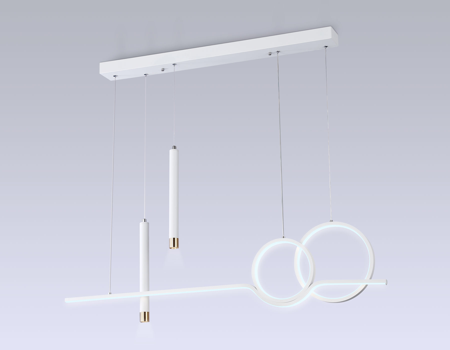 Подвесной светильник Ambrella FL5393/5 WH белый 3000K/4200K/6400K+4200K 62W 1000*75*1200 (ПДУ ИК)