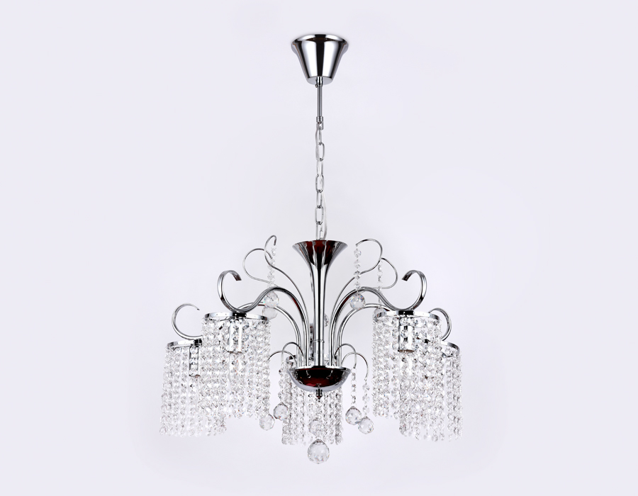 Подвесная люстра с хрусталем Ambrella TR4505/5 CH/CL хром/прозрачный E14/5 max 40W D610*720