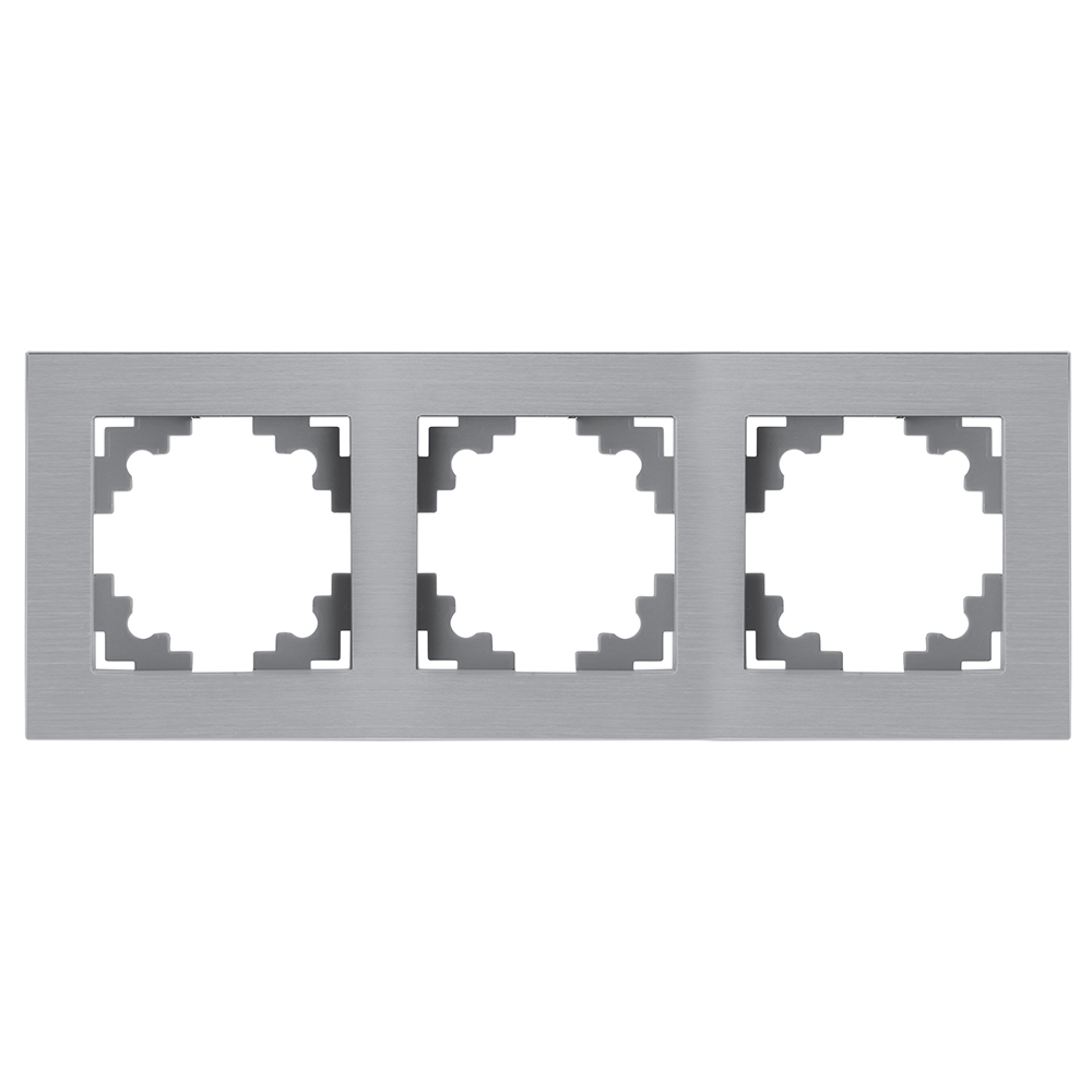 Рамка 3-местная, металл, STEKKER, MFR00-7003-03, серия Катрин, серебро
