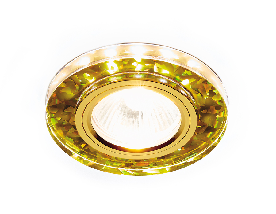 Встраиваемый светильник Ambrella S225 WH/G/WH белый/золотой/MR16+3W(LED WHITE)