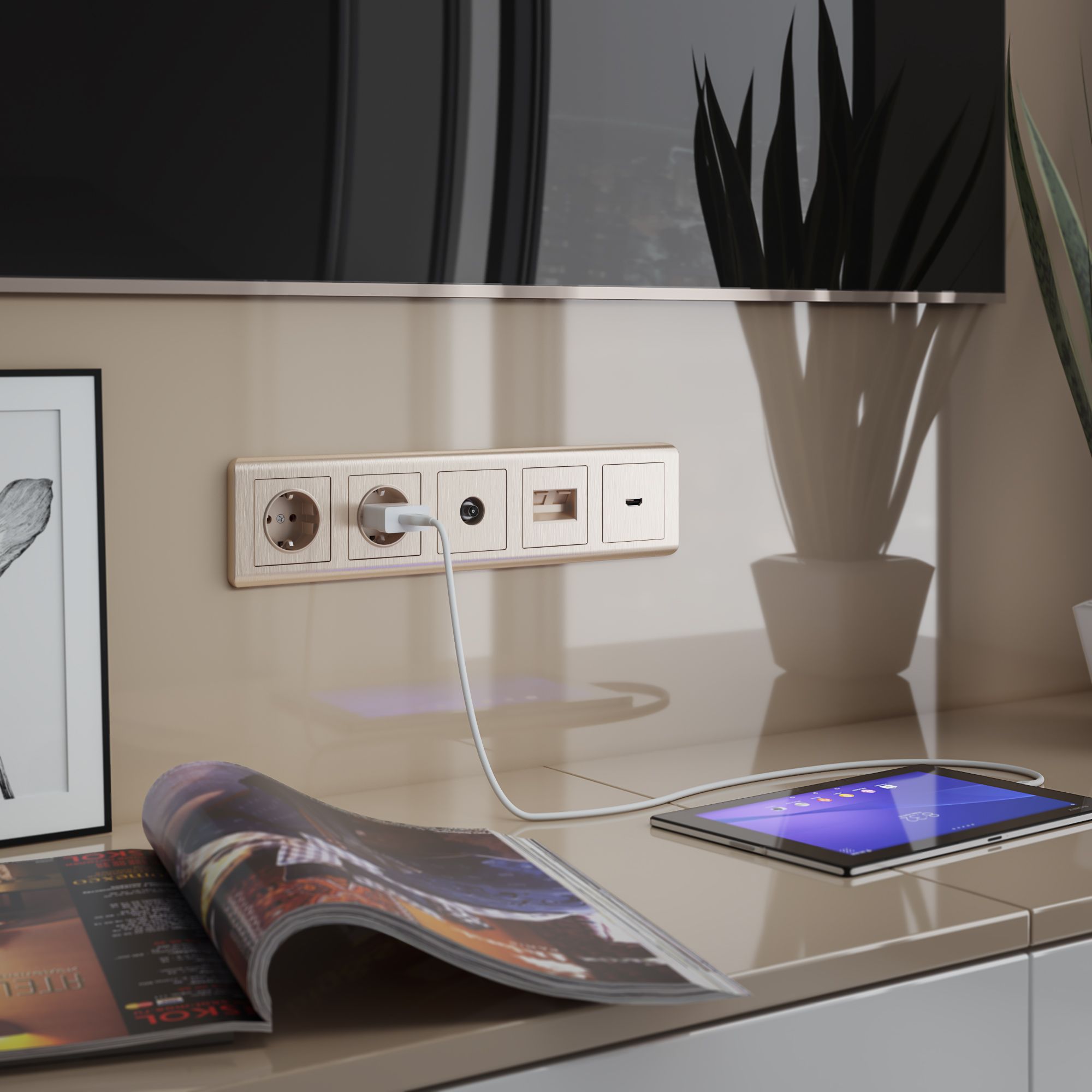 Рамка WERKEL Stream на 5 постов (шампань) WL12-Frame-05 / W0052111 / a034615