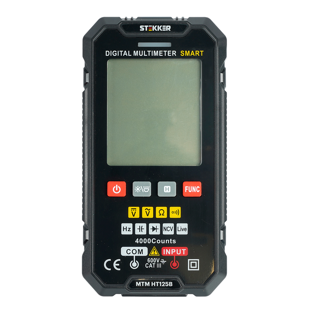 MTM HT125B Мультиметр цифровой, 4000 отсчетов, 2 батареи тип ААА 1,5В, автоматический, черный