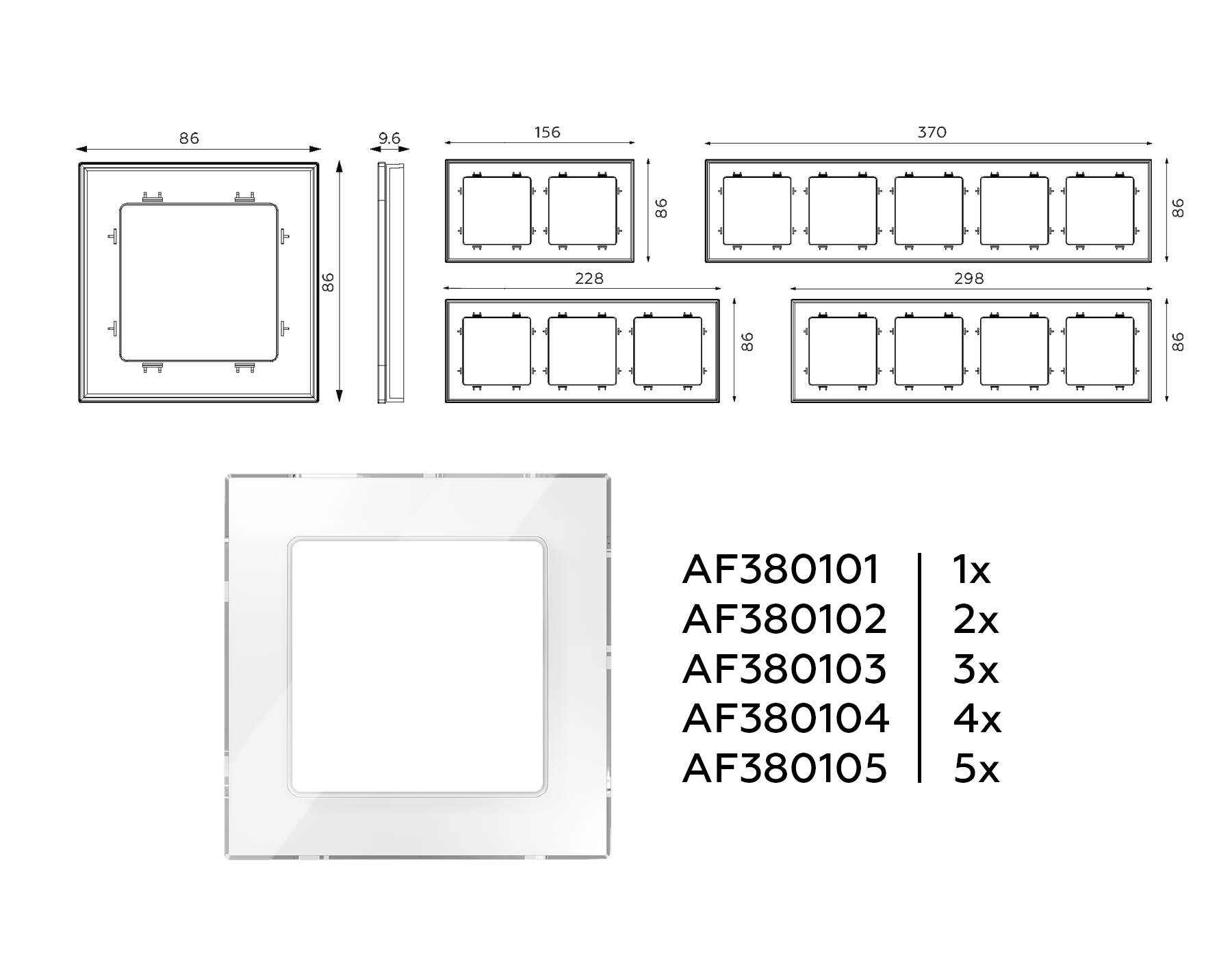 AF380104 Рамка ALFA Platos (Белый Стекло закаленное натуральное) 4-ая
