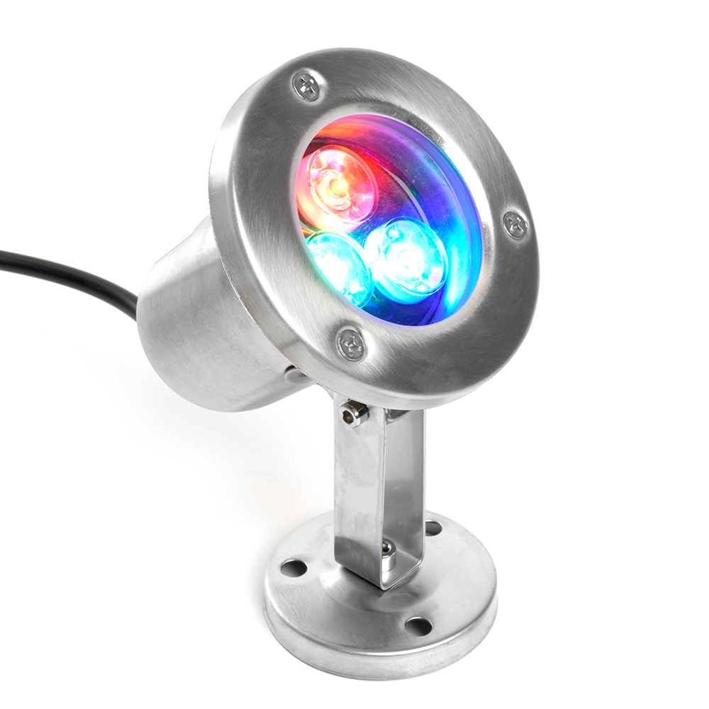 Светодиодный прожектор подводный Feron LL-822, 3W, AC24V, низковольтный, RGB, металлик, 80*80*130mm, IP68 Светодиодный прожектор подводный Feron LL-822, 3W, AC24V, низковольтный, RGB, металлик, 80*80*130mm, IP68