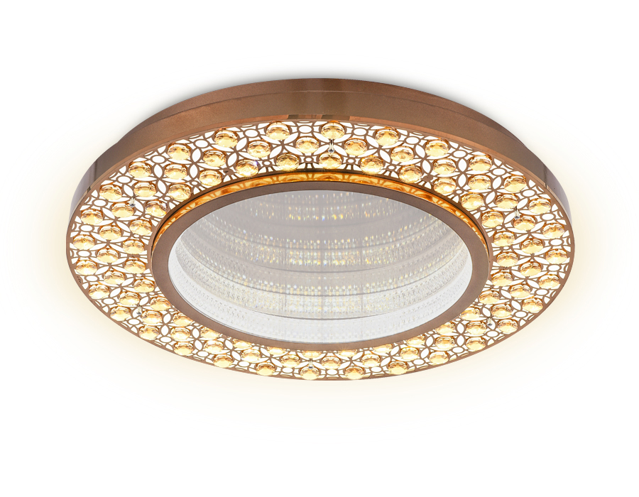 Потолочный светодиодный светильник  Ambrella с пультом FA9449 CF/TI кофе/янтарь 132W