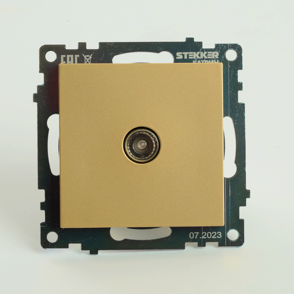 Розетка телевизионная 1-местная (механизм), STEKKER, GLS00-7108-08, 75 Ом, 5-862МГц, серия Катрин, золото