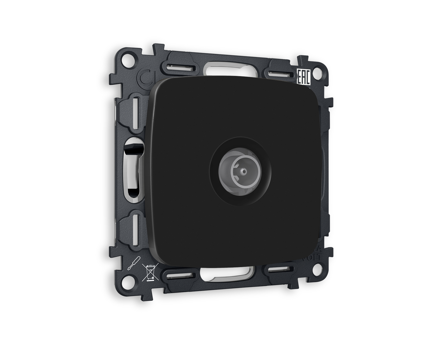 MO813030 Комплект механизма TV розетки проходной OMEGA Черный матовый 5-1000 MHz 4dB QUANT (OP8130, VM211)