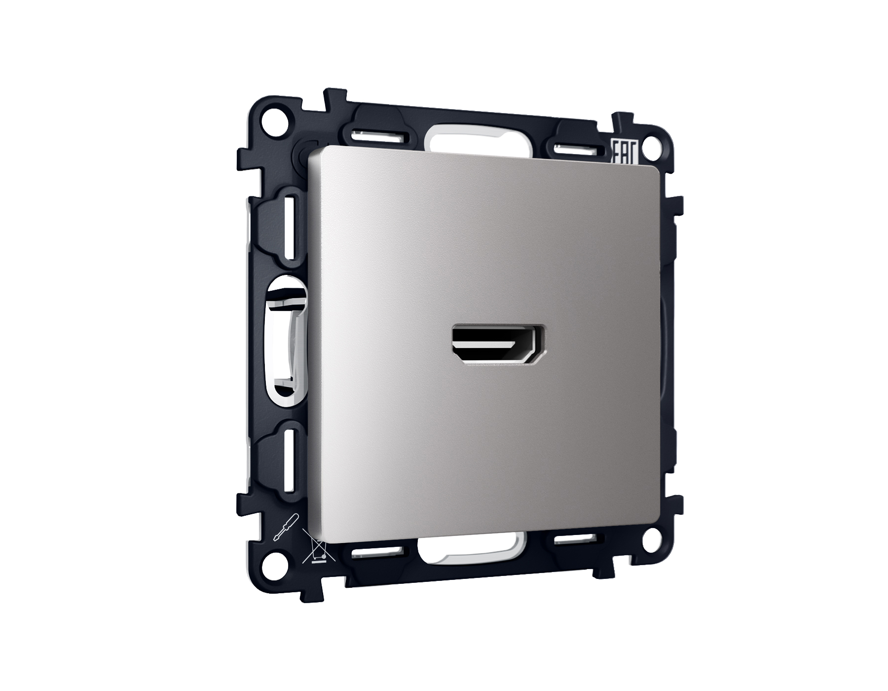 MA514010 Комплект механизма розетки HDMI 2.0 ALFA Сталь матовый 40V/500mA 2.0GHz 5-18Gbit/s QUANT (AP5140, VM222)