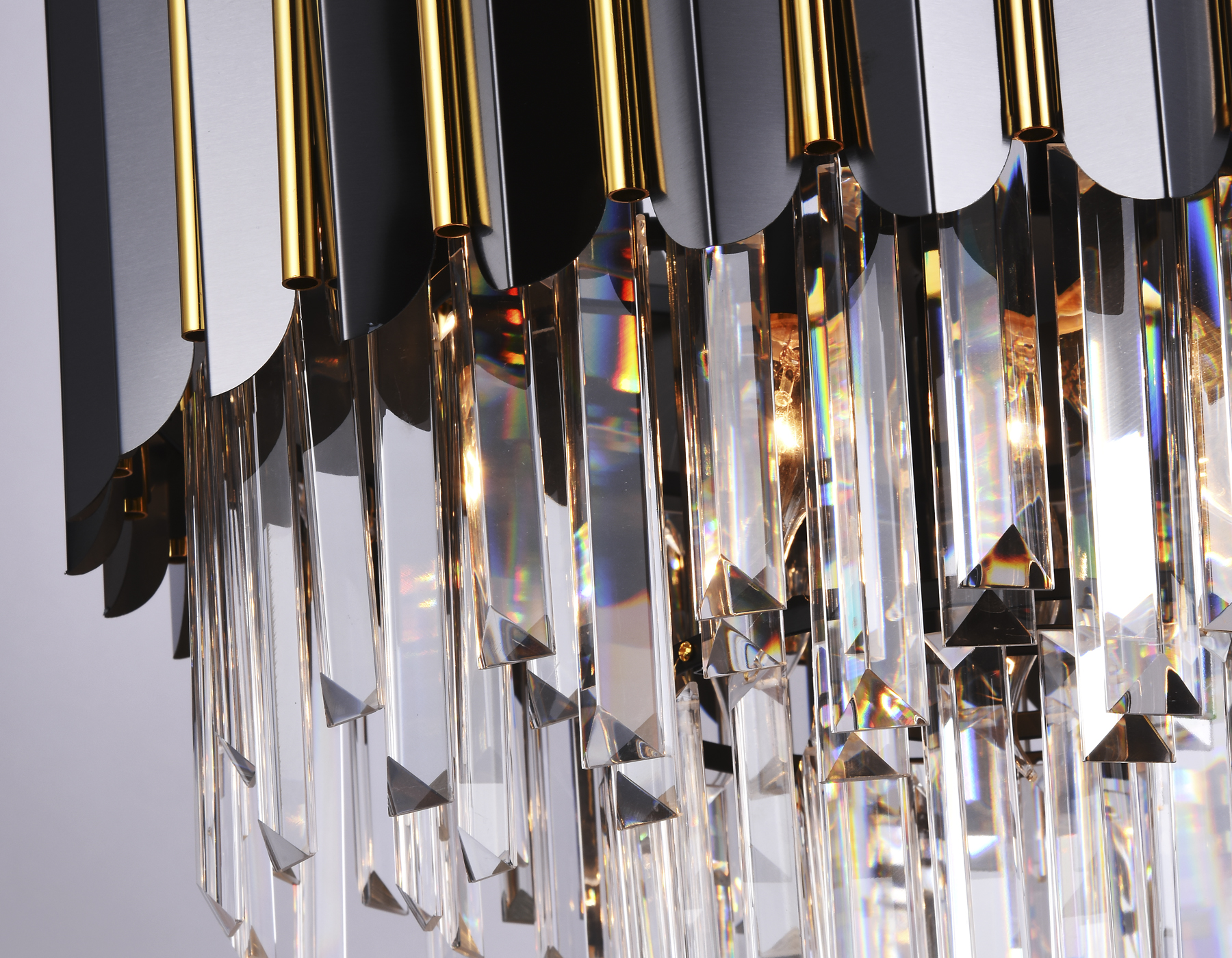 Подвесная люстра с хрусталем Ambrella TR5297/7 DCH/GD черный хром/золото E14/7 max 40W D500*780