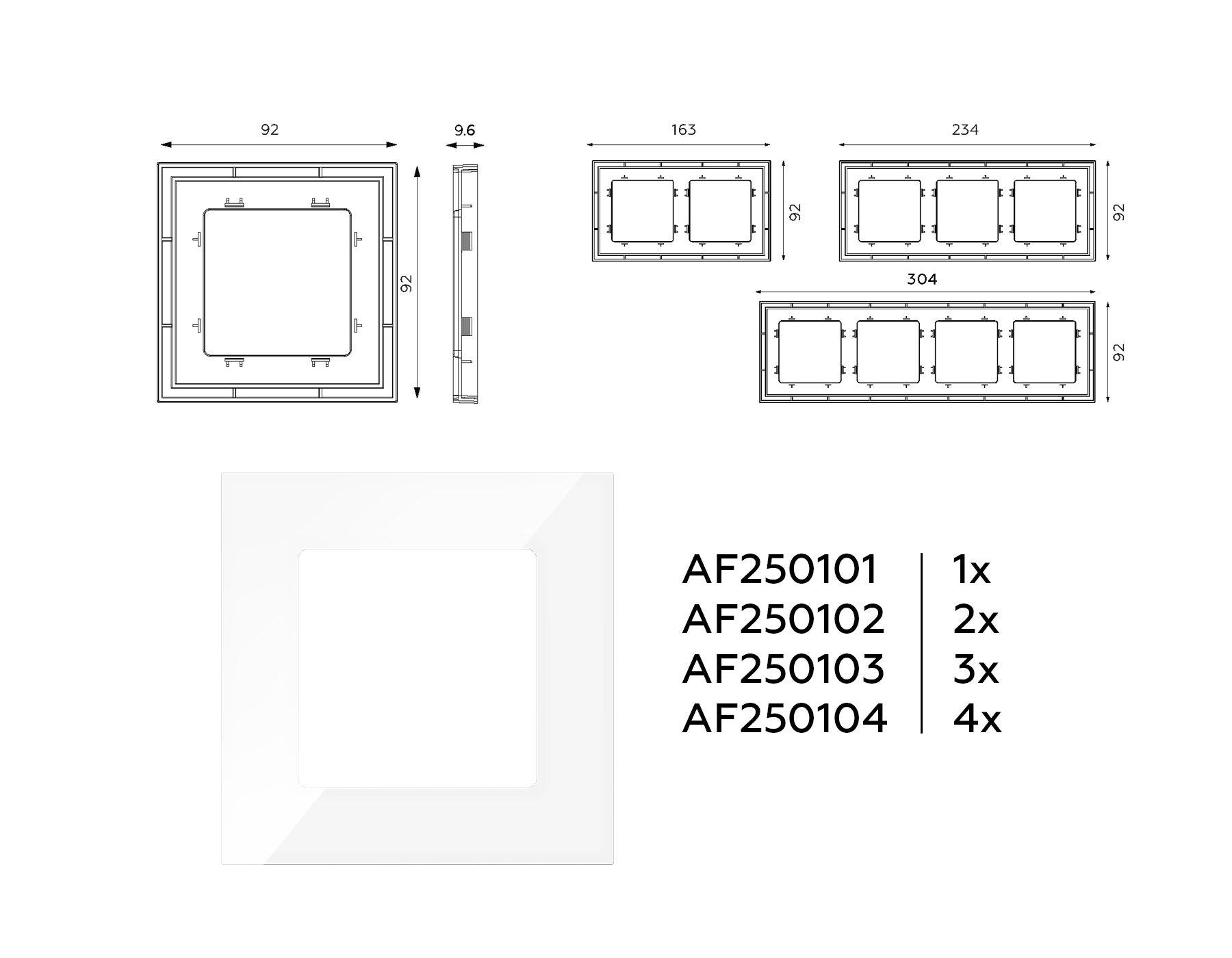 AF250101 Рамка ALFA Qubi (Белый глянец) 1-ая