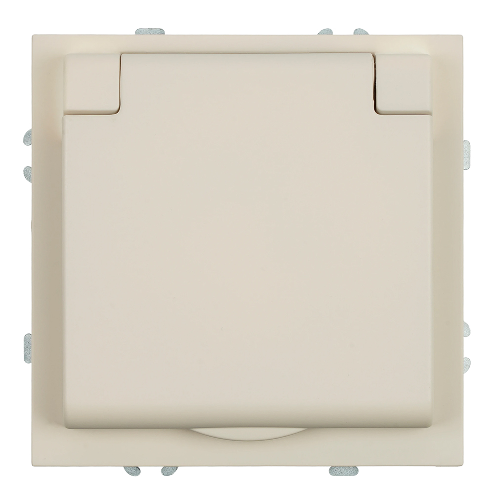 Розетка 1-местная с крышкой с защ. штор, STEKKER, с/з, 250В, 16А, серия Эмили, RST16-5112-08, кашемир, soft touch