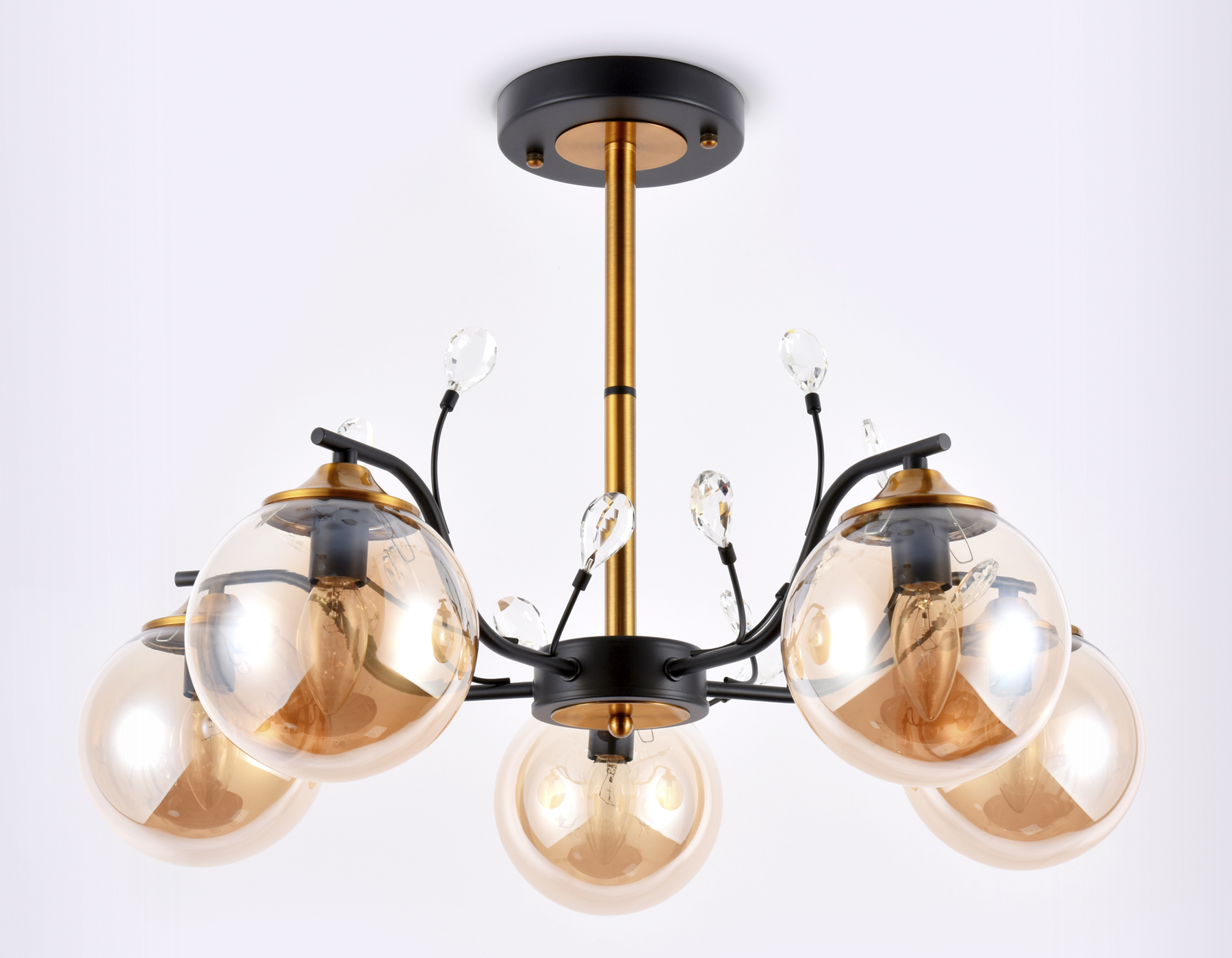 Подвесная люстра Ambrella TR9072 черный/янтарь E14 max 40W D620*420