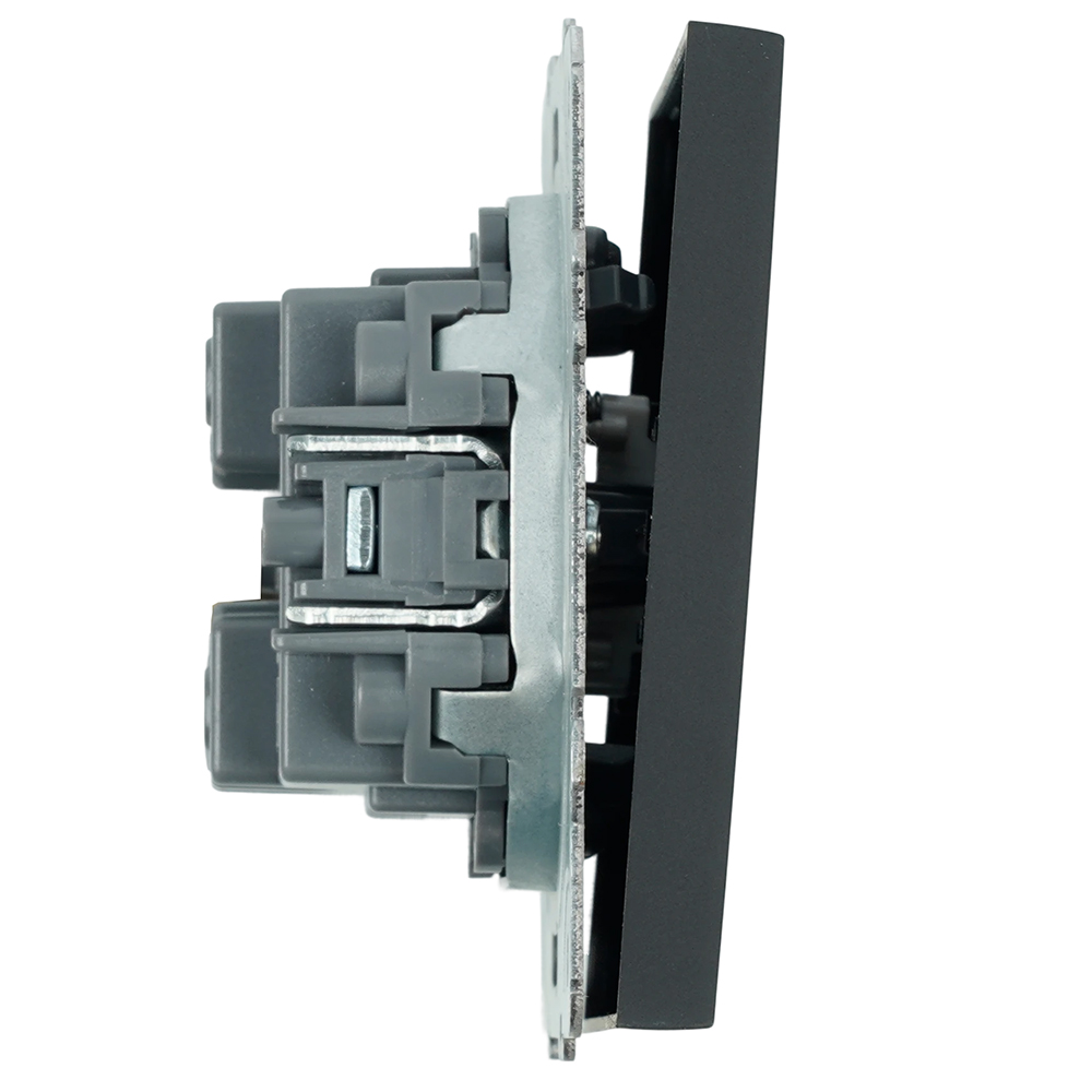 Выключатель 1-клавишный самовозвратный (механизм), STEKKER, 250В, 10А, серия Эмили, RSW10-5112-05, черный уголь, soft touch