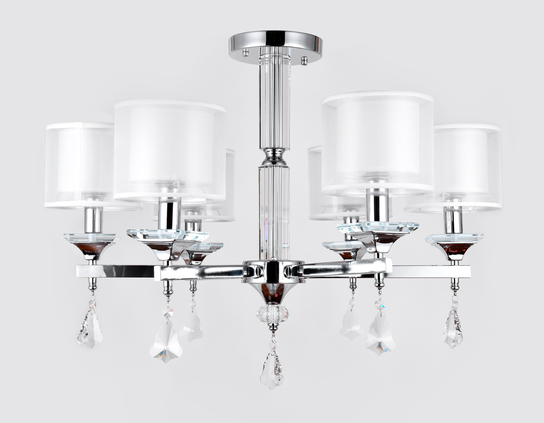 Подвесная люстра с хрусталем Ambrella TR4533/6 CH/WH хром/белый E14/6 max 40W D700*560
