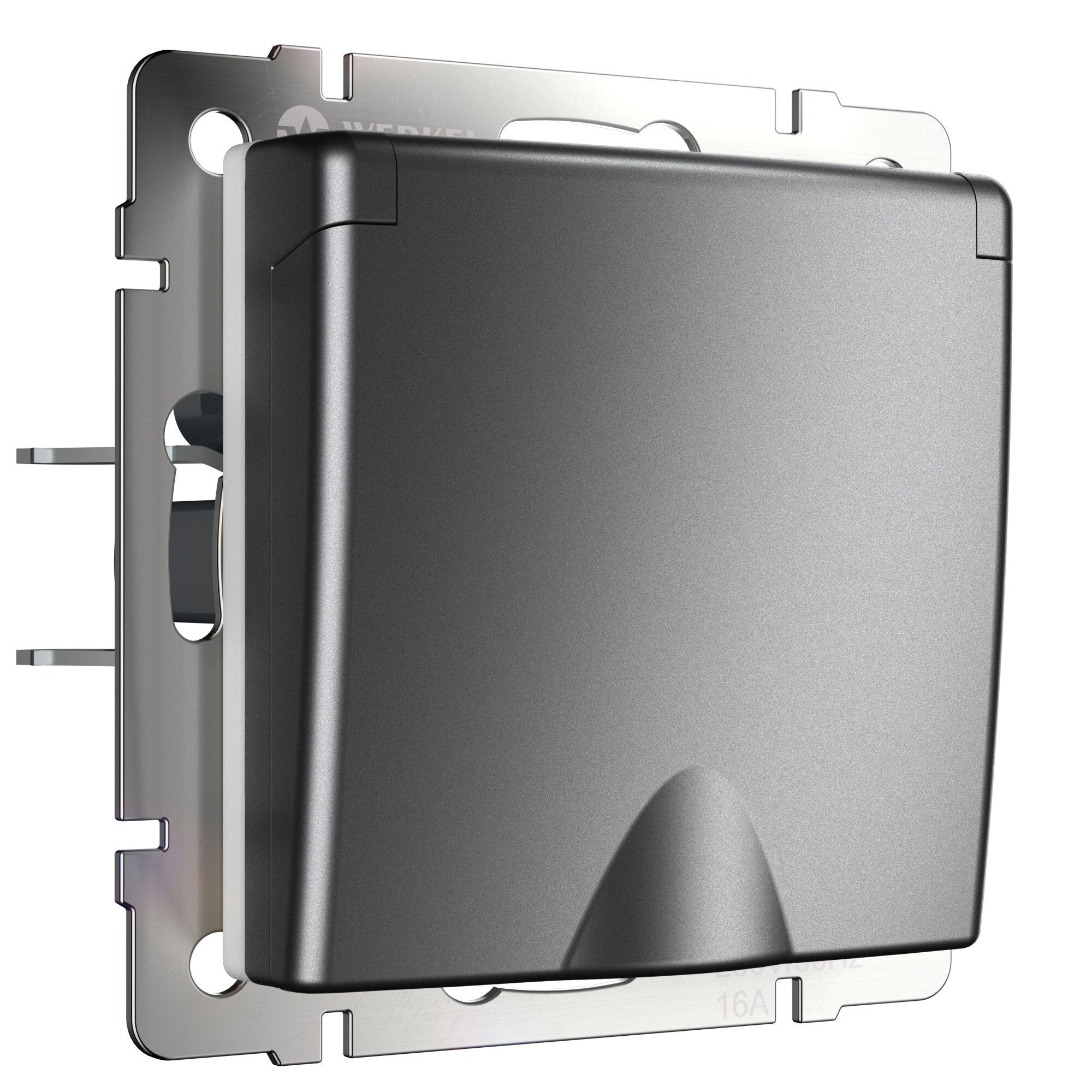 Розетка влагозащ. с зазем. с защит. крышкой и шторками Werkel (графит матовый) W1171264